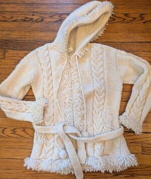Y2K Hippie Ecuador Y Artesanías Sumag Maki hand knit wool zip jacket Women's S